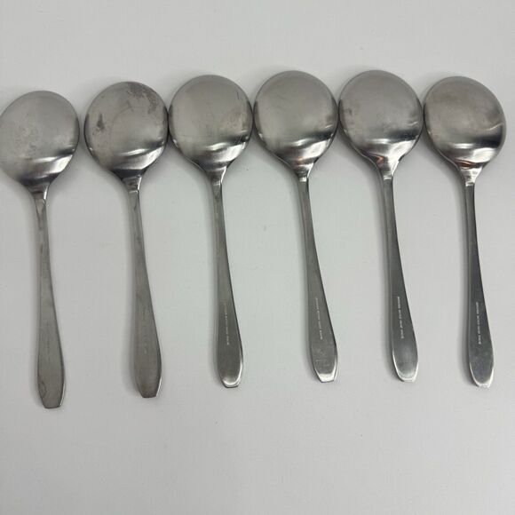 Cooper Bros. Stainless England QUEEN ANNE Set of 6 Place Oval Soup Spoons Gumbo - Picture 4 of 5